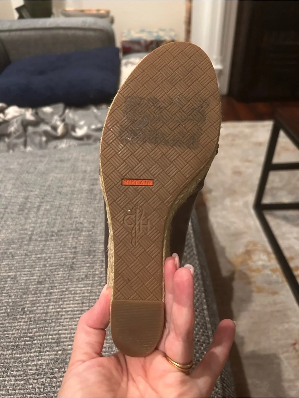 Cole Haan Metallic Brown Peep-Toe Espadrille Wedges size 7.5 Great Condition